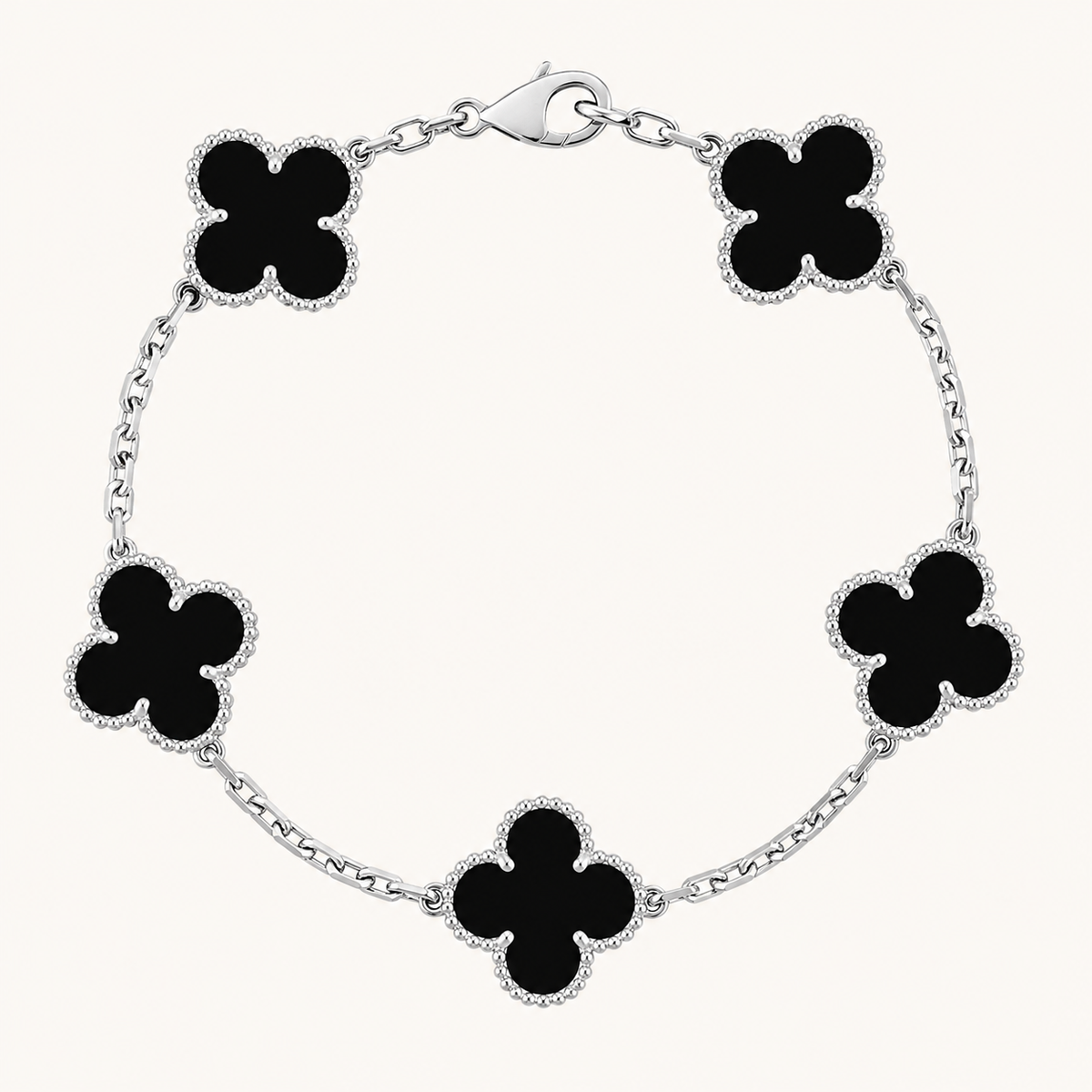 CLOVER | Black/Silver Bracelet