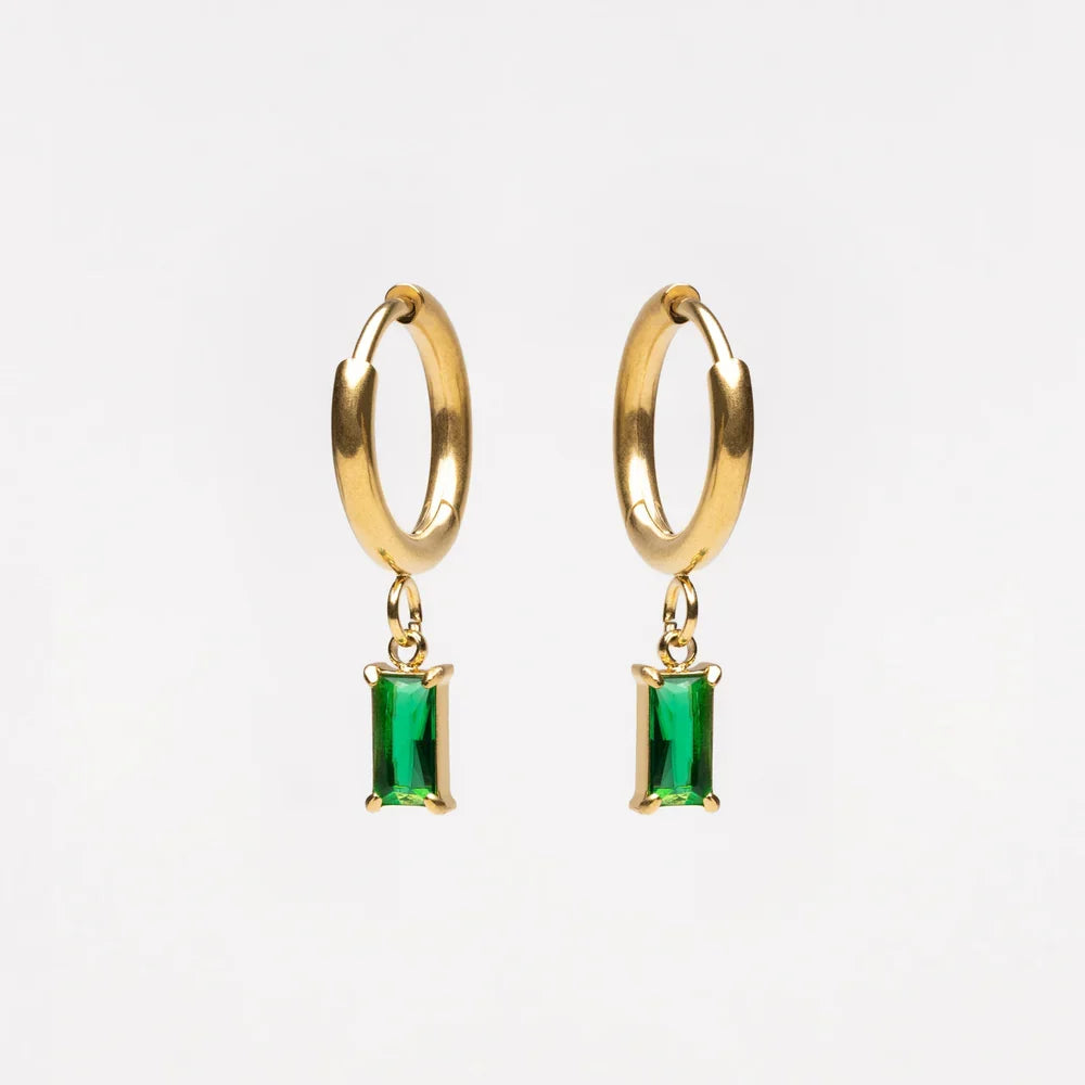 Emerald Glow Hoop Earrings